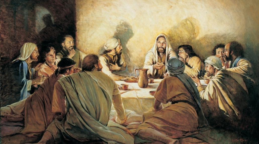 Una pintura que representa la ultima cena de Pesaj de Yeshua con sus discípulos